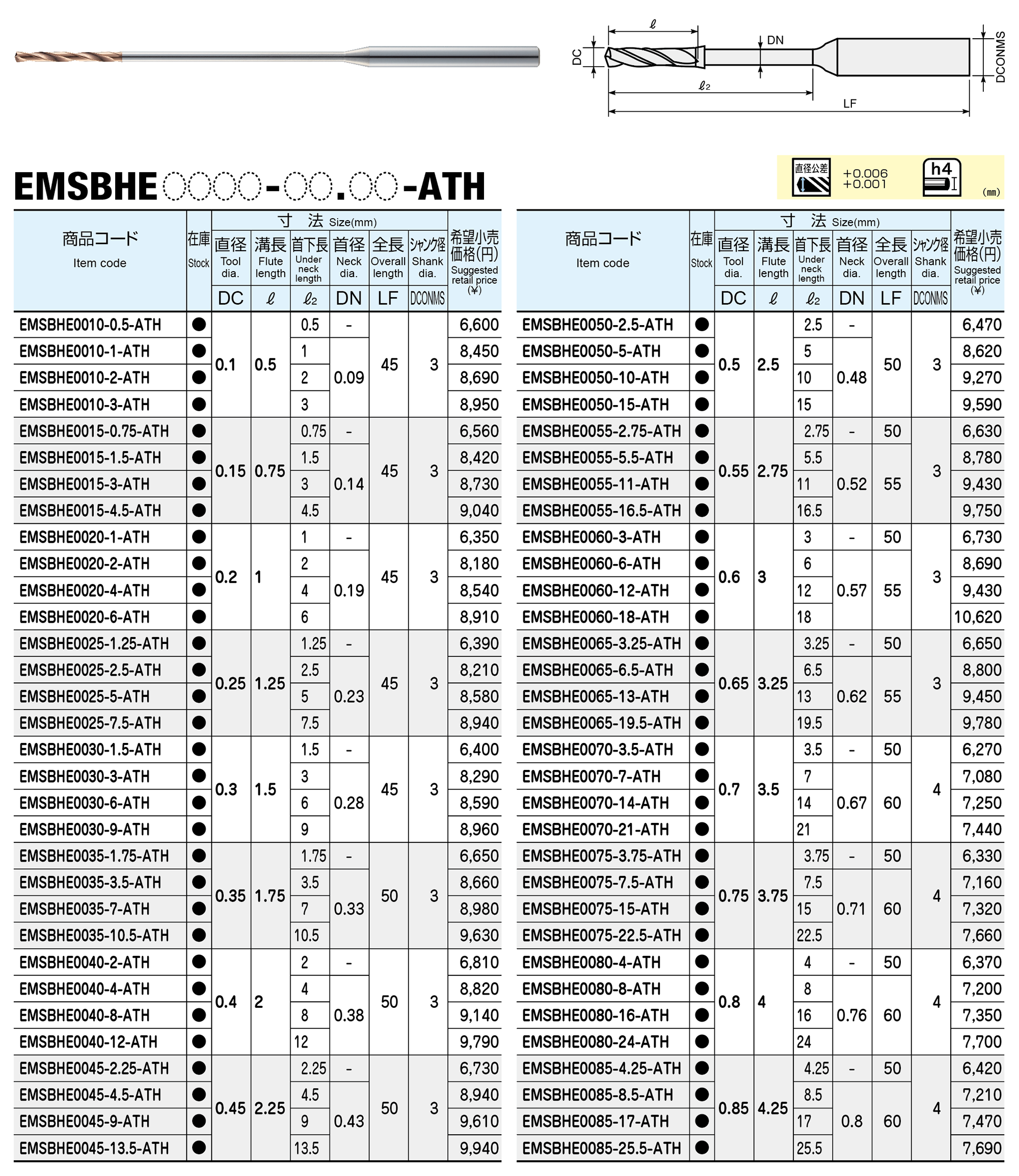 高硬度鋼用微細超深穴加工ドリル エポックマイクロステップボーラーH