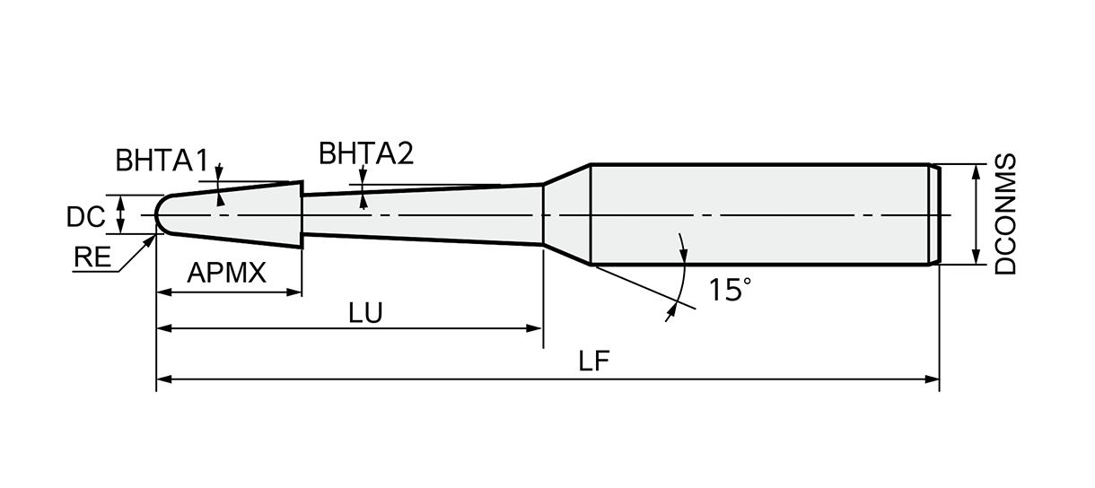 MOLDINO 高精度リブ溝加工用テーパボールエンドミル ( EB4HR0070TN-9-05-ATH ) MOLDINO 高精度リブ溝加工用テーパボールエンドミル ( EB4HR0070TN-8